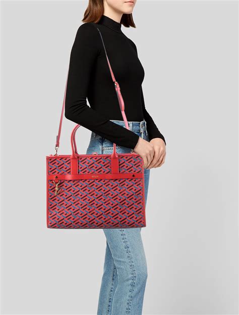 versace coated canvas monogram tote